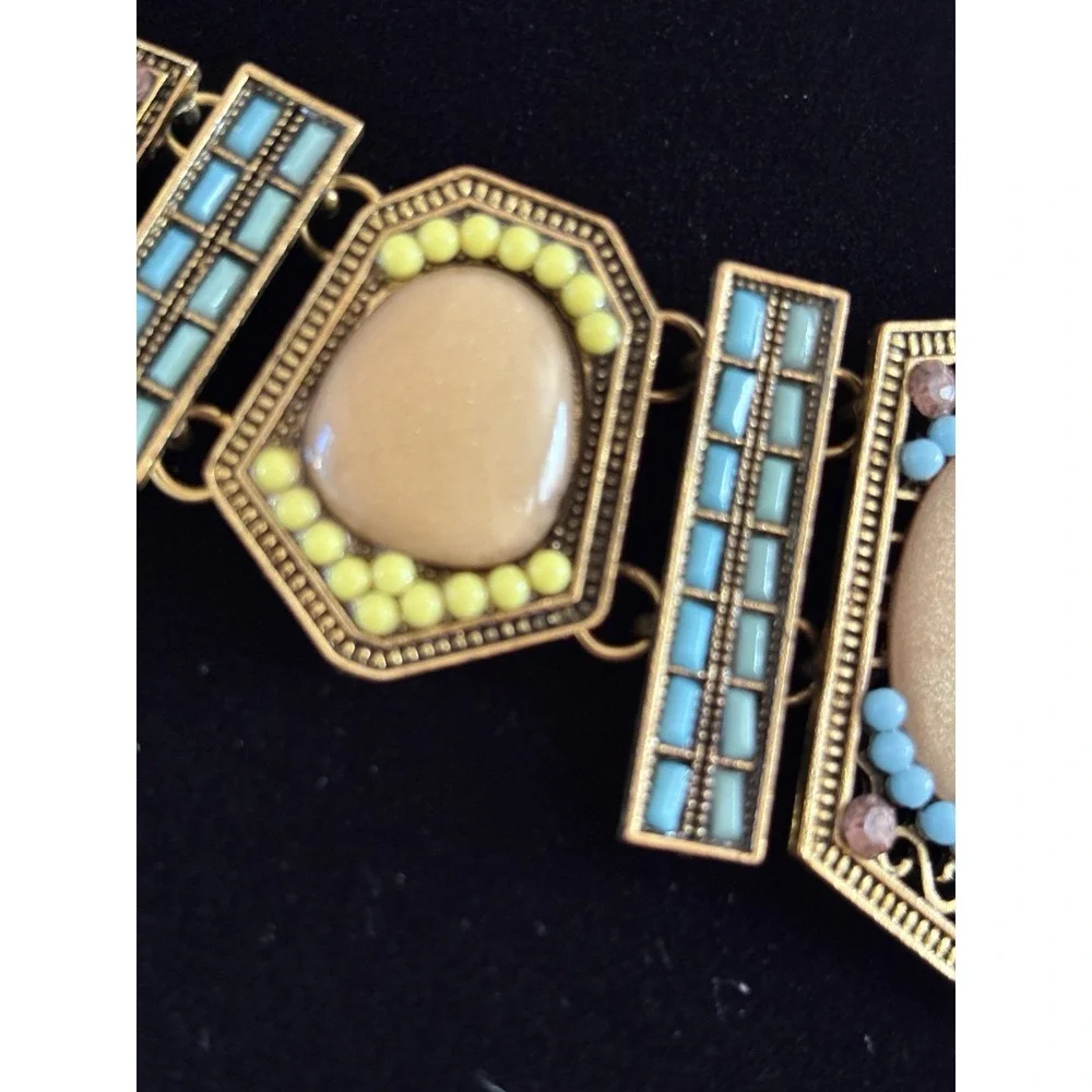 BETSEY JOHNSON Necklace Fantasy Island Time Multicolor Lucite & Bead Blue Orange